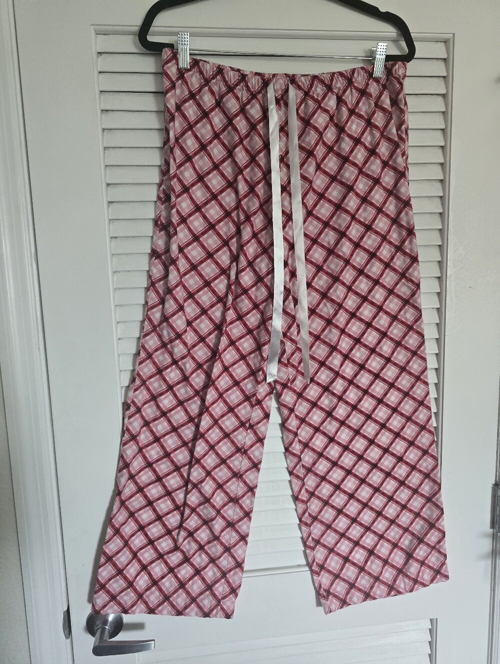 Loft Women’s Red Pink Plaid 100% Cotton Lounge Pajama Pants Size Large